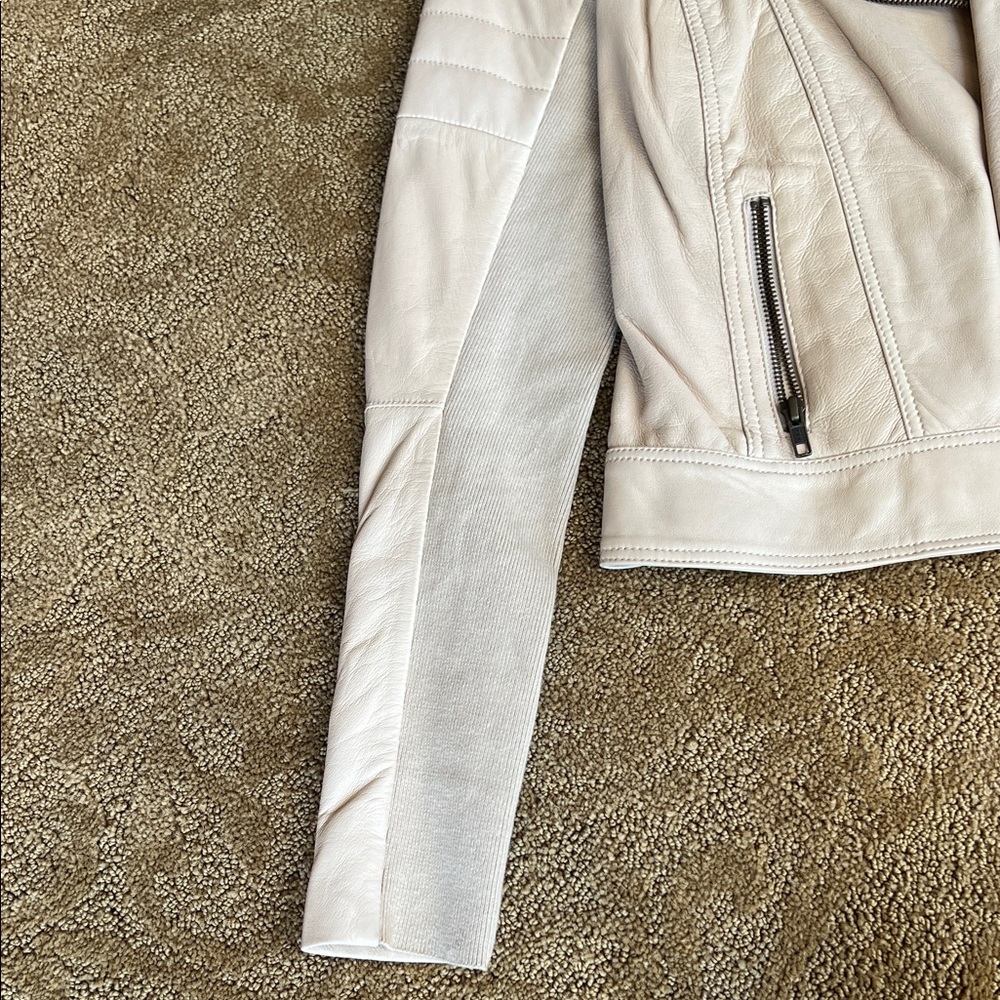 Women's Halogen Cream Leather Jacket - Picture 3 of 4